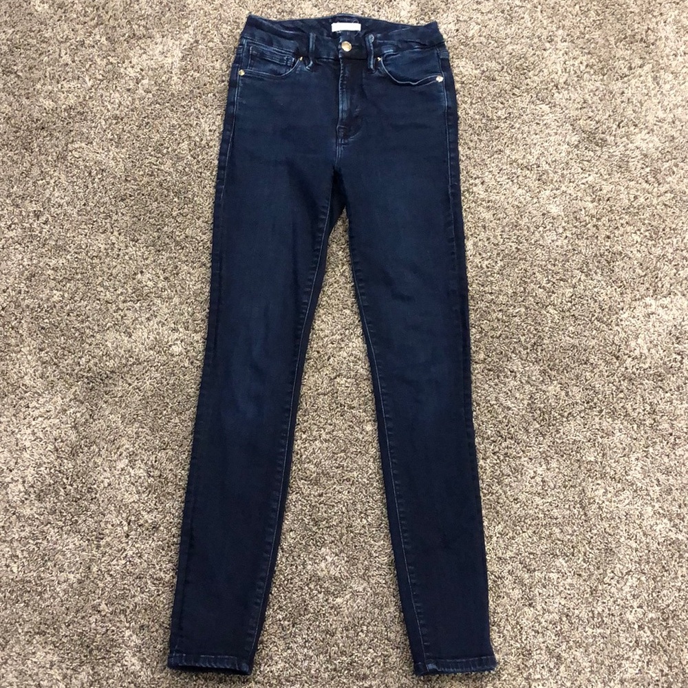Good American Dark Wash High Rise Skinny Jeans Size 0 / 25 EUC